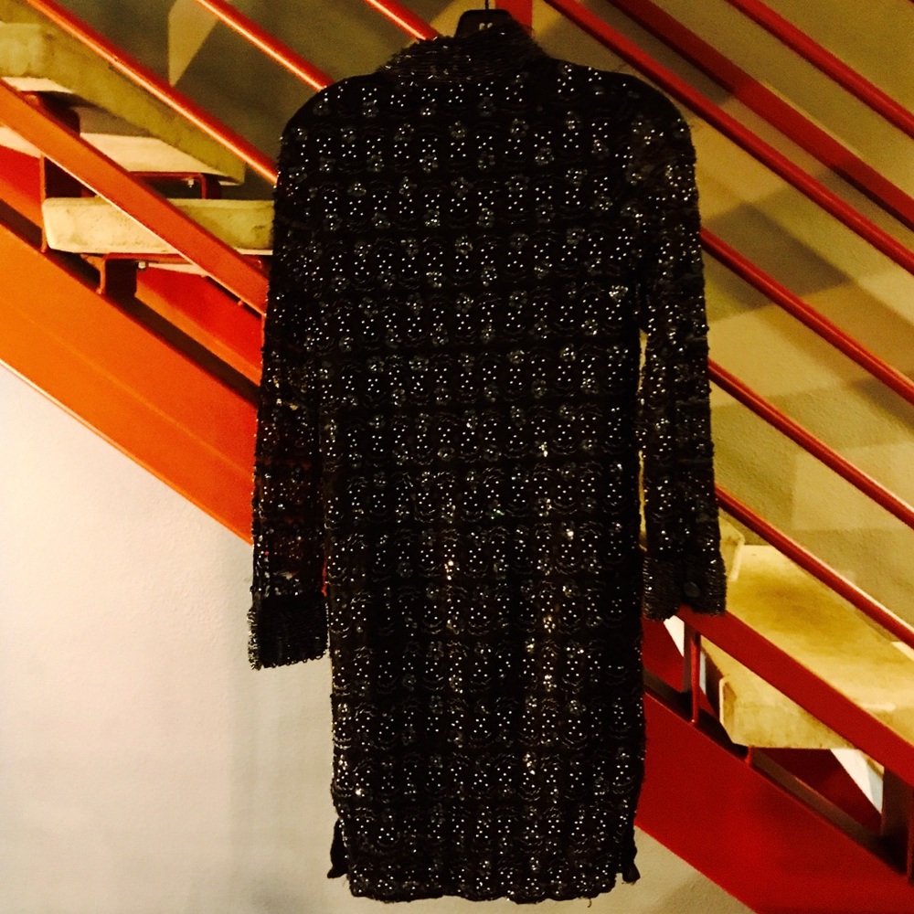 Vintage silk beaded dress black and gold size 8